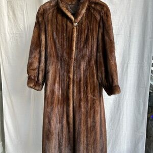 Elegant Brown Natural Mink Fur Coat by Blaustein